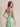 Spaghetti Strap V-Neck Chiffon Ruffled Bridesmaid Dress with Slit in Sage Green
