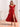 Ruffle Sleeve A-Line Chiffon Tea Length Bridesmaid Dress - Red