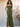 Ruffle Square Sheath Bridesmaid Dress With Slit - Emerald Green