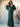 Half Sleeves Pleates Bridesmaid Dress With Slit - Emerald Green