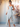 Floral Printing Ruffle Chiffon Bridesmaid Dress With Split - Dusty Blue Floral