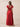 Jacquard Lace Square Neck Bridesmaid Dress with Flutter Sleeve in Red