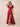 Jacquard Lace Square Neck Bridesmaid Dress with Flutter Sleeve in Red
