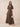 Flutter Sleeve V-Neck Jacquard Lace Bridesmaid Dress with A-Line in Brown