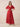 Flutter Sleeve V-Neck Jacquard Lace Bridesmaid Dress with A-Line in Red