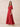 Flutter Sleeve V-Neck Jacquard Lace Bridesmaid Dress with A-Line in Red