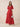 Flutter Sleeve V-Neck Jacquard Lace Bridesmaid Dress with A-Line in Red