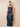 Stretch Satin Ruched Strapless Mermaid Bridemaid Dress with Scarf in Navy Blue