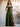Off Shoulder Pleats Satin Bridesmaid Dress With Slit - Olive Green
