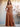 Off Shoulder Pleats Satin Bridesmaid Dress With Slit - Burnt Orange