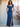 Short Sleeves Satin Sheath Bridesmaid Dress With Split - Navy Blue