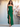 Satin Sheath Ruffle Ankel Bridesmaid Dress With Slit-Emerald Green