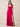 V-Neck Sleeveless Velvet Maxi Bridesmaid Dress with Leg Slit in Hot Pink