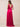 V-Neck Sleeveless Velvet Maxi Bridesmaid Dress with Leg Slit in Hot Pink