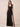 V-Neck Sleeveless Velvet Maxi Bridesmaid Dress with Leg Slit in Black