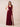V-Neck Sleeveless Velvet Maxi Bridesmaid Dress with Leg Slit in Burgundy