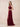 V-Neck Sleeveless Velvet Maxi Bridesmaid Dress with Leg Slit in Burgundy