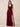 V-Neck Sleeveless Velvet Maxi Bridesmaid Dress with Leg Slit in Burgundy