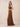V-Neck Sleeveless Velvet Maxi Bridesmaid Dress with Leg Slit in Burnt Orange