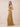 V-Neck Sleeveless Velvet Maxi Bridesmaid Dress with Leg Slit in Gold