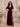 Burgundy V-Neck Velvet A-Line Long Bridesmaid Dress with Slit