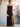 Square Velvet Sheath Slit Bridesmaid Dress - Black