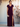 Short Sleeves Velvet Sheath Bridesmaid Dress With Split - Plum