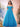 Off Shoulder Bodice Embroidery Lace Ball Gown Evening Dress - Blue