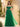Off Shoulder Bodice Embroidery Lace Ball Gown Evening Dress in Emerald Green