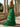 Cut Front 3d Rose Straples Tiered A-Line Evening Gown With Slit - Emerald Green