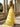 Cut Front 3d Rose Straples Tiered A-Line Evening Gown With Slit - Yellow