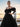 Off Shoulder 3D Rose Ball Gown Evening Dress With Long Sleeve - Black