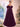 Off Shoulder 3D Rose Ball Gown Evening Dress With Long Sleeve - Grape