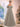 Off Shoulder 3D Rose Ball Gown Evening Dress With Long Sleeve - Light Grey
