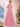 Off Shoulder 3D Rose Ball Gown Evening Dress With Long Sleeve - Pink