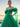 Off Shoulder 3D Rose Ball Gown Evening Dress With Long Sleeve - Green