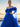 Off Shoulder 3D Rose Ball Gown Evening Dress With Long Sleeve - Royal Blue