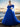 Off Shoulder 3D Rose Ball Gown Evening Dress With Long Sleeve - Royal Blue