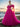Off Shoulder 3D Rose Ball Gown Evening Dress With Long Sleeve - Hot Pink