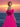 Off Shoulder 3D Rose Ball Gown Evening Dress With Long Sleeve - Hot Pink