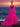 Off Shoulder 3D Rose Ball Gown Evening Dress With Long Sleeve - Hot Pink