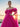 Off Shoulder 3D Rose Ball Gown Evening Dress With Long Sleeve - Hot Pink