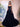 3D Rose Waist Strapless Tiered Ball Gown Evening Dress - Navy Blue
