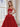 3D Rose Waist Strapless Tiered Ball Gown Evening Dress - Red
