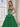 3D Rose Waist Strapless Tiered Ball Gown Evening Dress - Green