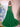 3D Rose Waist Strapless Tiered Ball Gown Evening Dress - Green