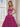 3D Rose Waist Strapless Tiered Ball Gown Evening Dress - Fuchsia