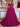 3D Rose Waist Strapless Tiered Ball Gown Evening Dress - Fuchsia