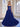 3D Rose Waist Strapless Tiered Ball Gown Evening Dress - Royal Blue