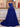 3D Rose Waist Strapless Tiered Ball Gown Evening Dress - Royal Blue